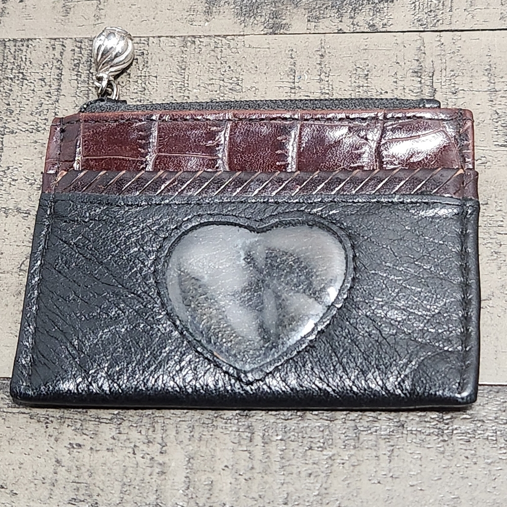 Brighton Black and Brown Leather Wallet with Heart Detail